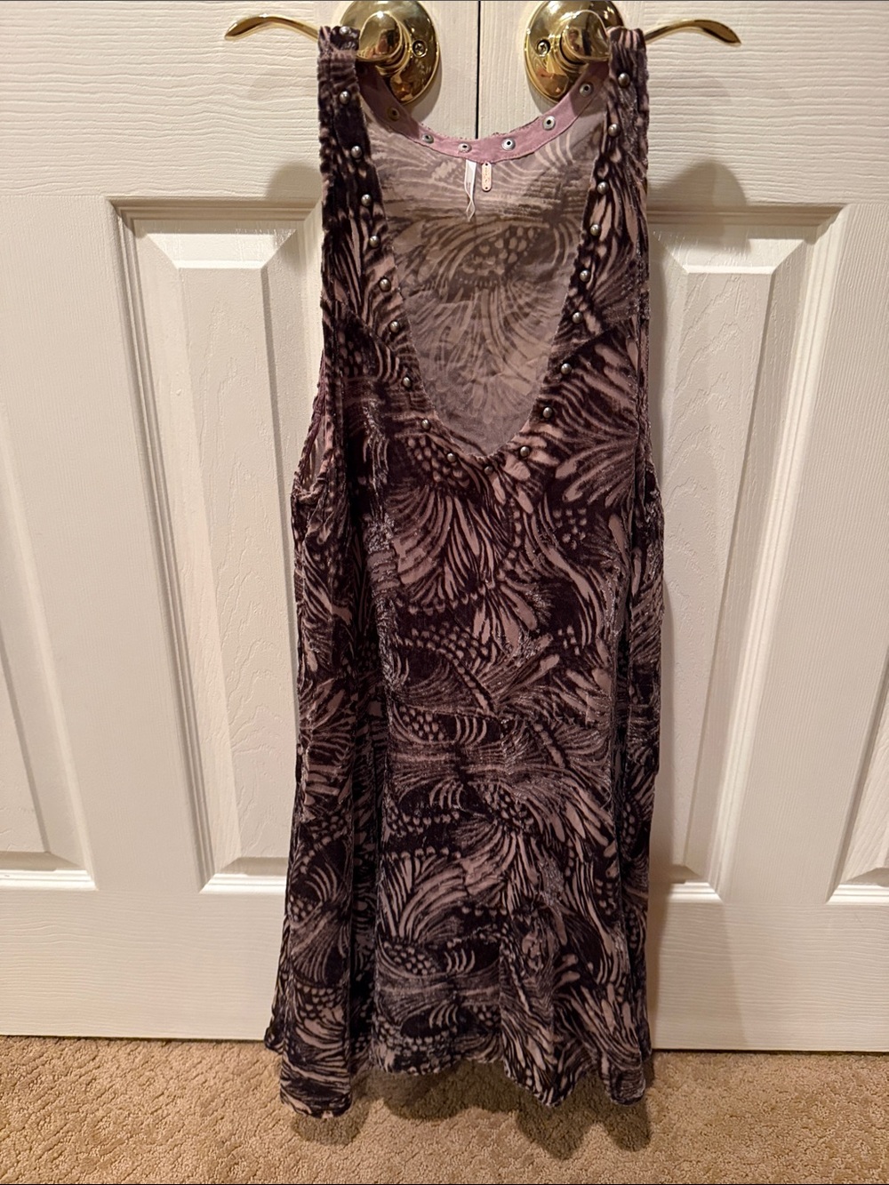 Free People Purple Patterned Sleeveless V-Neck Dress